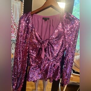 For love of lemons Purple Sequin Women's Top